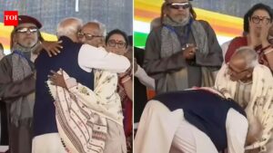 Watch: PM Modi touches feet of 98-year old Makhanlal Sarkar during West Bengal swearing-in ceremony – who is he? | India News