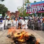 Kisan Mazdoor Morcha: ‘Anti-farmer and anti-worker’: Kisan Mazdoor Morcha protest India-US trade deal, burn effigies of PM Modi and Donald Trump | India News