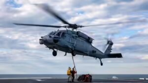 US navy helicopter makes emergency water landing in Arabian Sea; one crew member missing