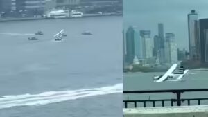 Seaplane carrying 8 crashes into New York’s East River, all rescued – video