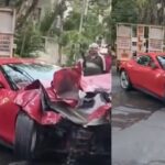 Speeding Ferrari worth Rs 3.5 crore crashes into apartment gate in Hyderabad’s Jubilee Hills | Hyderabad News