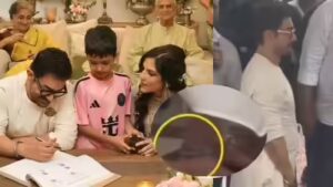 Aamir Khan’s chunky silver anklet teamed with dhoti steals the show as he gets married to Gauri Spratt, the couple twinned in ivory – WATCH VIDEO | Hindi Movie News