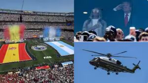 Watch: Donald Trump makes dramatic Marine One arrival at Argentina vs Spain FIFA World Cup final | Football News