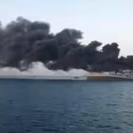 Container ship catches fire off Oman coast hours after US strike; British crew escapes on lifeboat